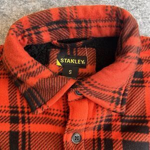 Stanley Flannel Men’s Small Fleece‎ Sherpa Lined Plaid Workwear Shacket Orange